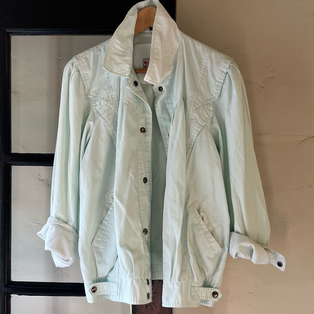 Vintage 80’s Mint Color Lightweight Cotton Jacket